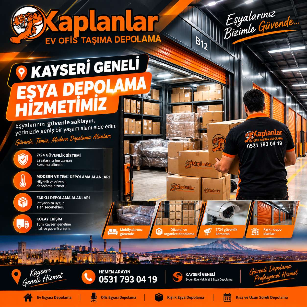 Kayseri Eşya Depolama Güvenli ve Profesyonel Depo-Kayseri Evden Eve Nakliyat KAPLANLAR ® Ev Taşıma 0541 173 38 38