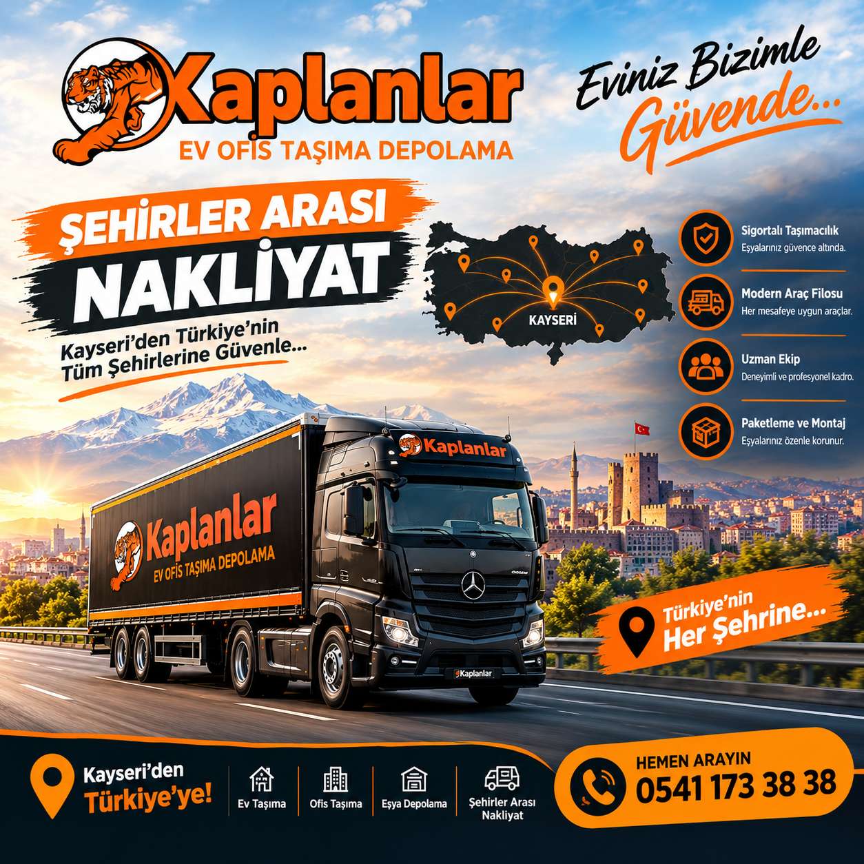Şehirler Arası Nakliyat | Güvenli Evden Eve Taşıma-Kayseri Evden Eve Nakliyat KAPLANLAR ® Ev Taşıma 0541 173 38 38